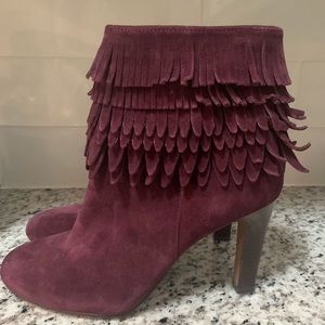 Isola Layton Plum Fringed Cuff boots sz 9